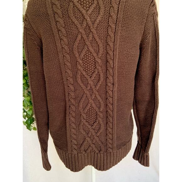 Eddie Bauer Vintage Brown Cable Knit Turtle Neck Sweater Women's SZ Large - Picture 8 of 10